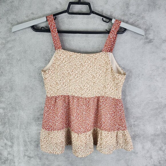 Women's Paper Crane Floral Print Sleeveless Tiered Blouse Top Size XS - Picture 8 of 11